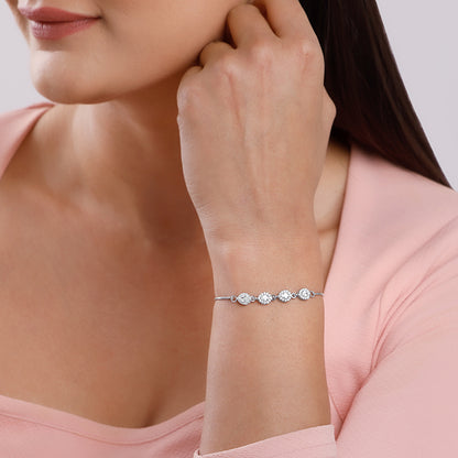 Silver Crystal Bloom Bracelet