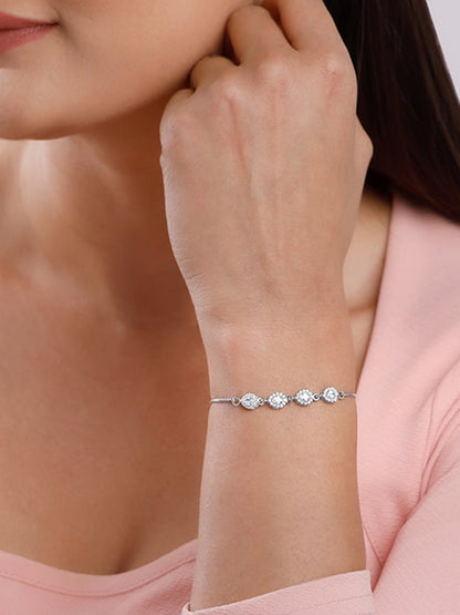 Silver Crystal Bloom Bracelet