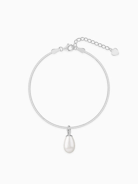 Silver Pearly Drop Bracelet
