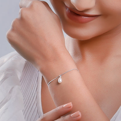 Silver Pearly Drop Bracelet