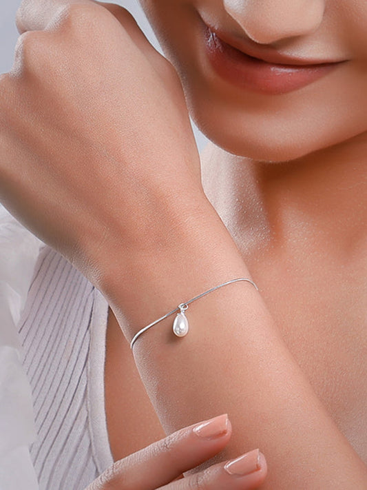Silver Pearly Drop Bracelet