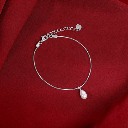Silver Pearly Drop Bracelet