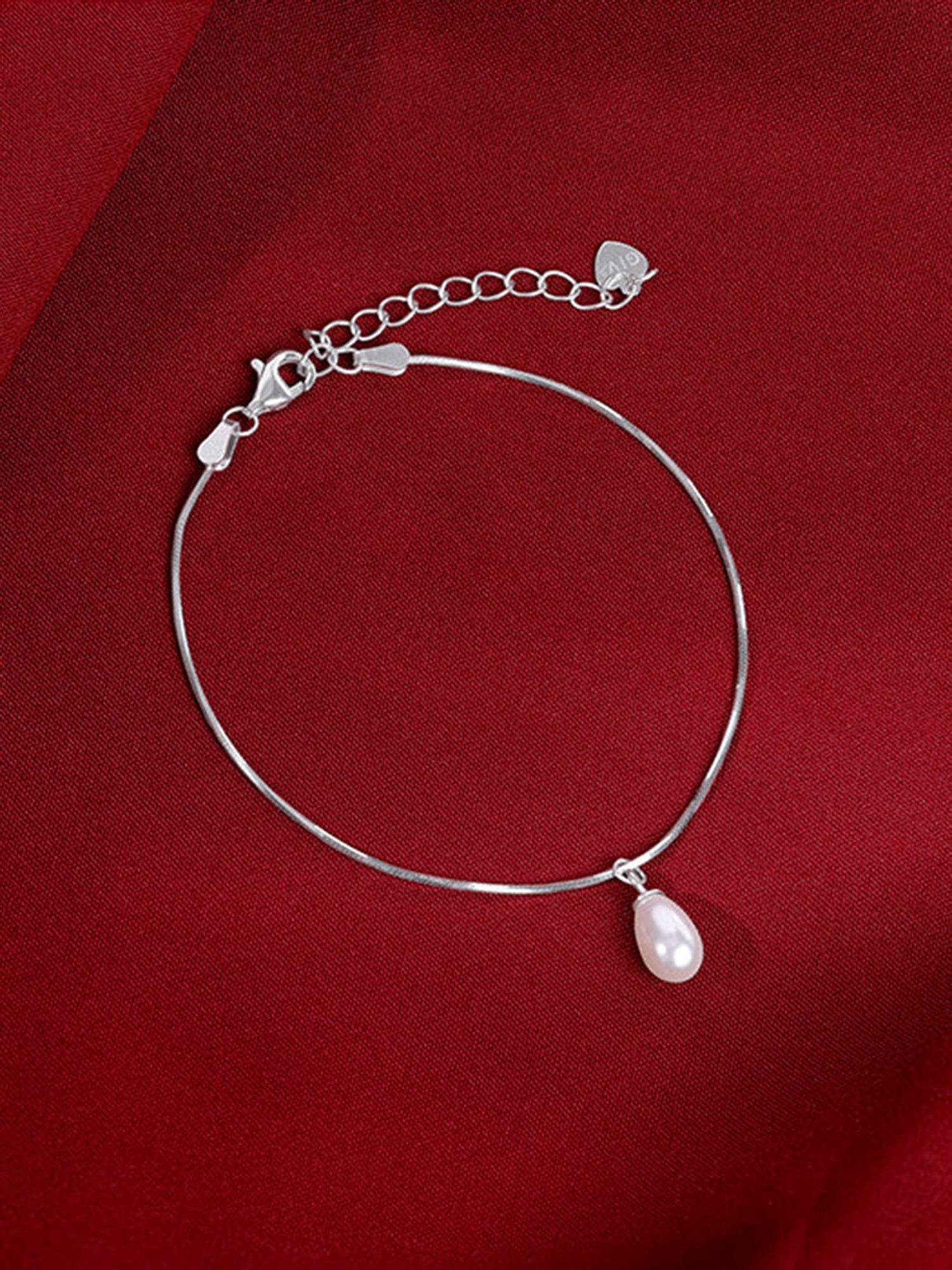 Silver Pearly Drop Bracelet