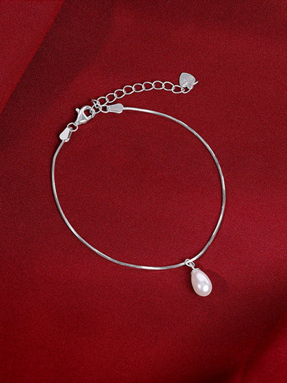 Silver Pearly Drop Bracelet