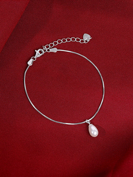 Silver Pearly Drop Bracelet