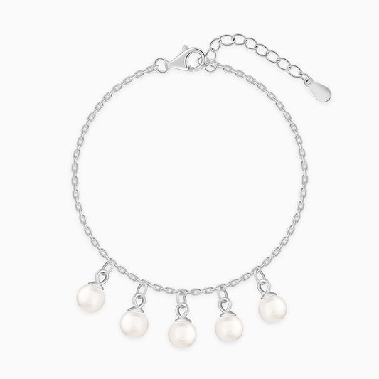 Silver Fivesome Pearl Bracelet