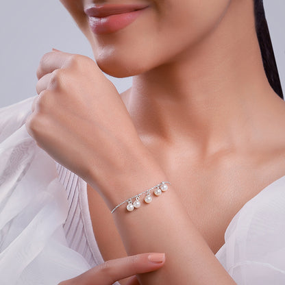 Silver Fivesome Pearl Bracelet