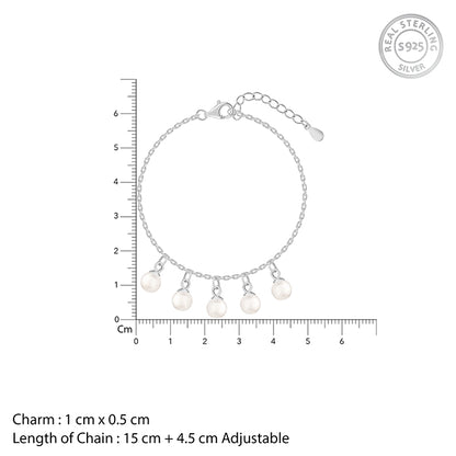 Silver Fivesome Pearl Bracelet