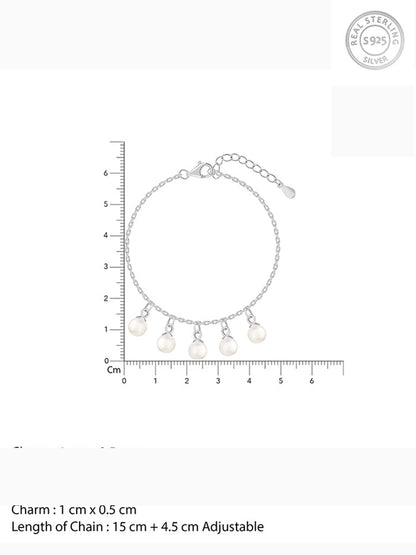 Silver Fivesome Pearl Bracelet