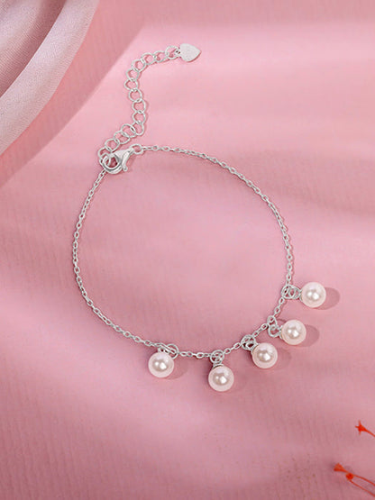 Silver Fivesome Pearl Bracelet