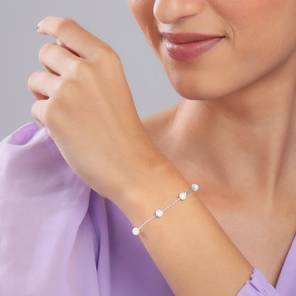 Silver Pearl Connected Bracelet