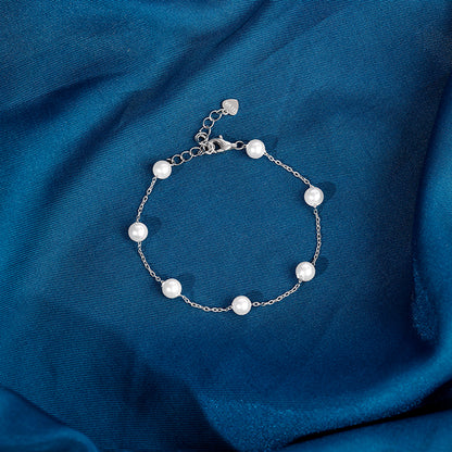 Silver Pearl Connected Bracelet