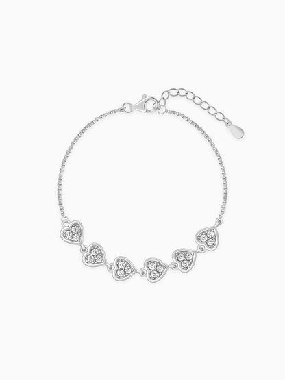 Silver Zircon Heart String Bracelet