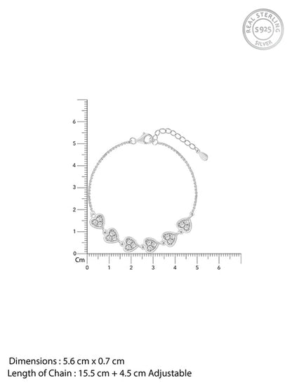 Silver Zircon Heart String Bracelet