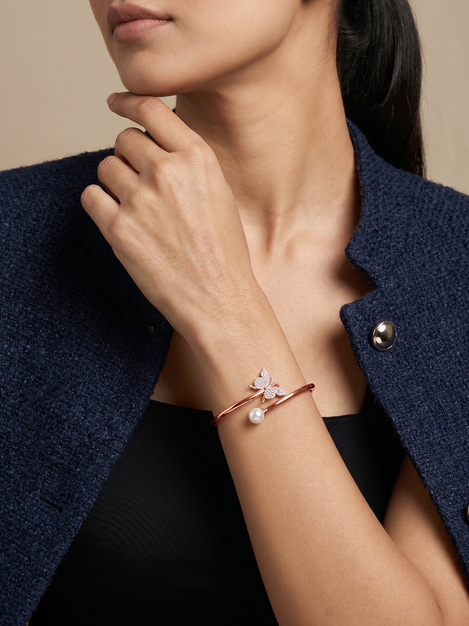 Rose Gold Pretty Flutter Cuff Bracelet