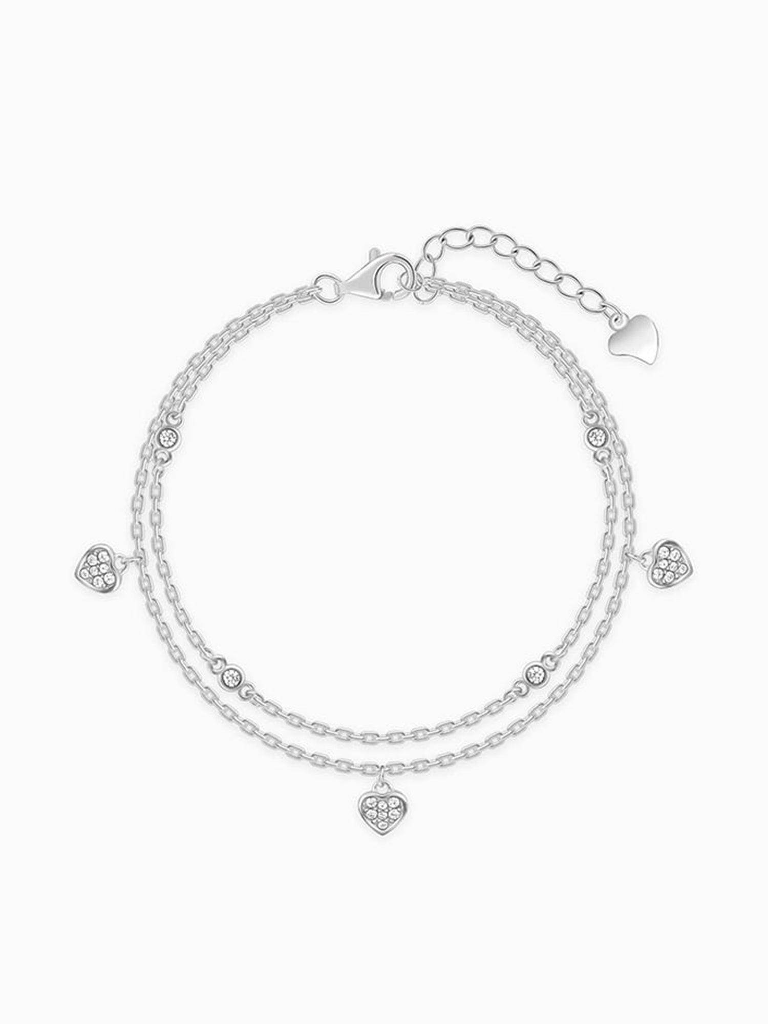 Kriti Sanon Silver Zircon Heart Charm Bracelet
