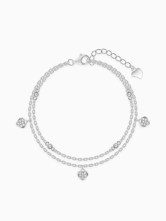 Kriti Sanon Silver Zircon Heart Charm Bracelet