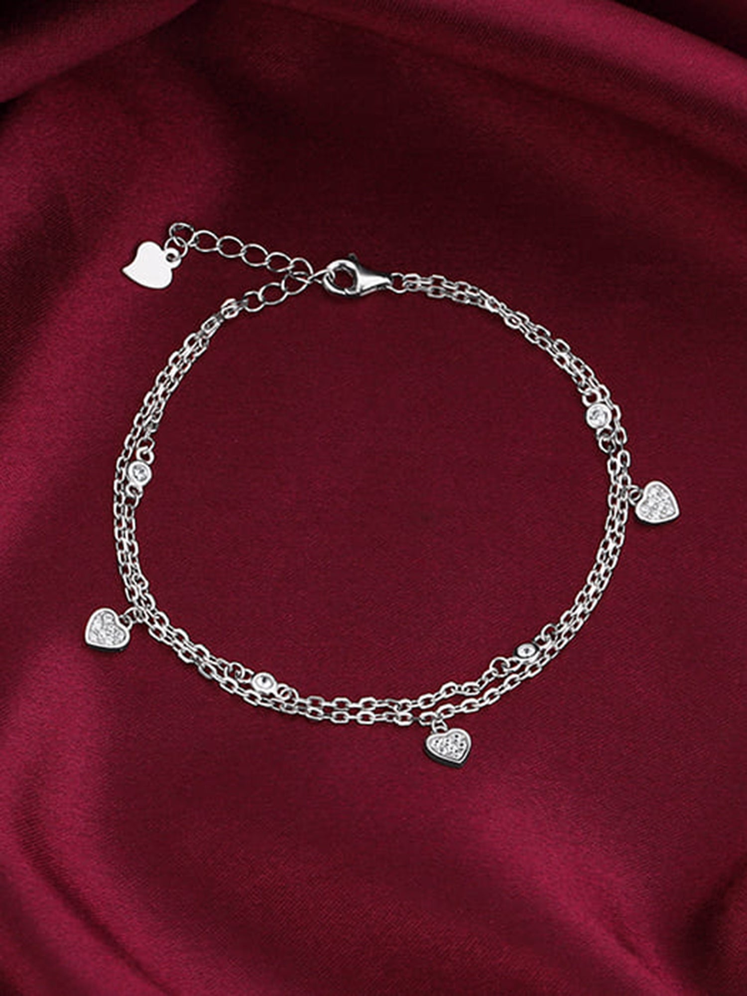 Kriti Sanon Silver Zircon Heart Charm Bracelet