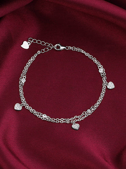 Kriti Sanon Silver Zircon Heart Charm Bracelet