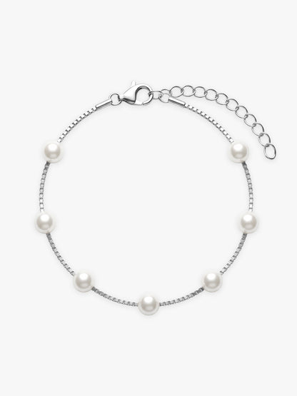 Silver Lea Pearl Bracelet