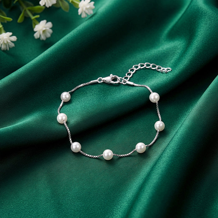 Silver Lea Pearl Bracelet