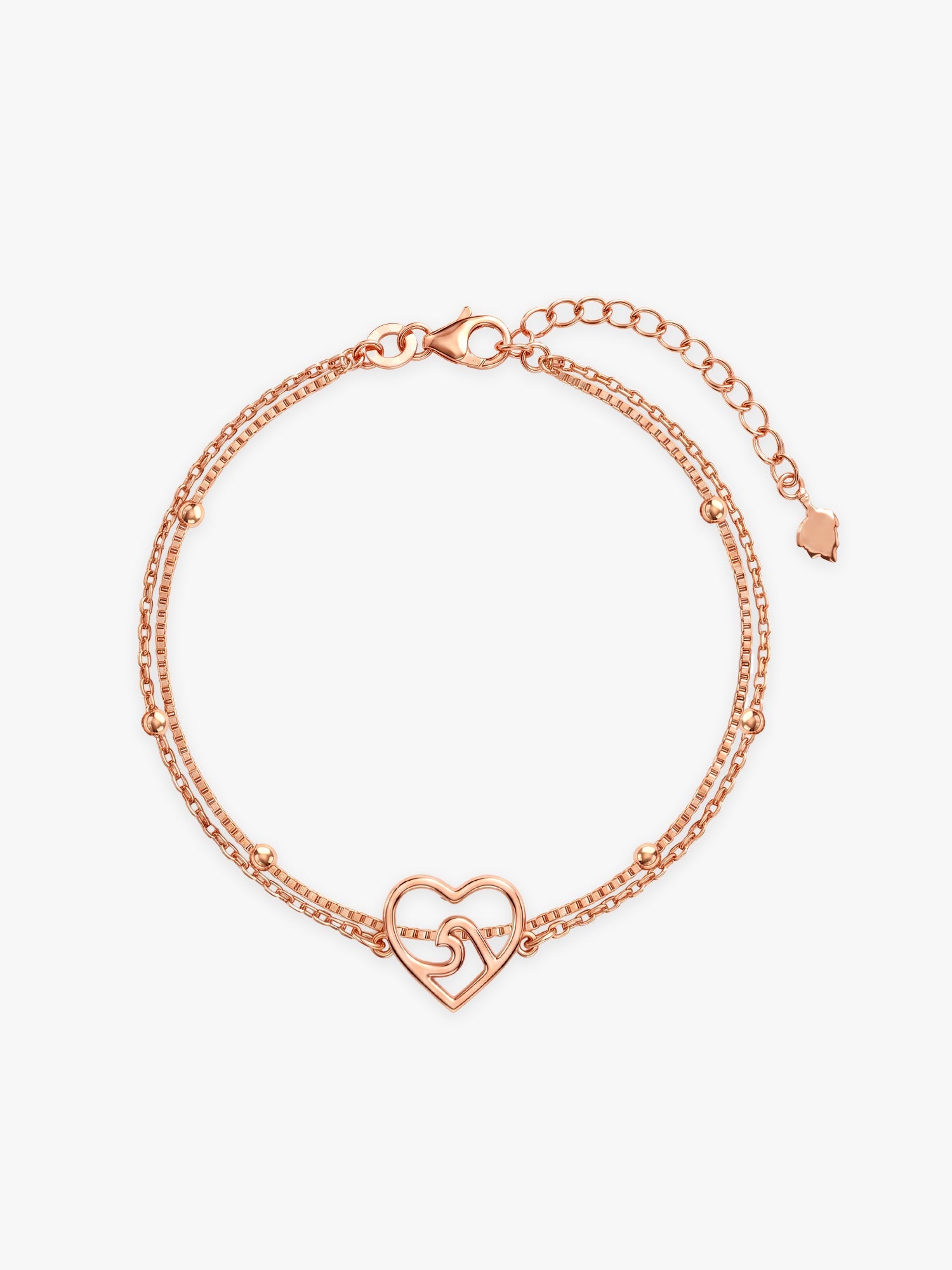 Rose Gold Beaded Heart Layered Bracelet