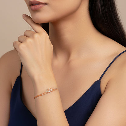 Rose Gold Beaded Heart Layered Bracelet