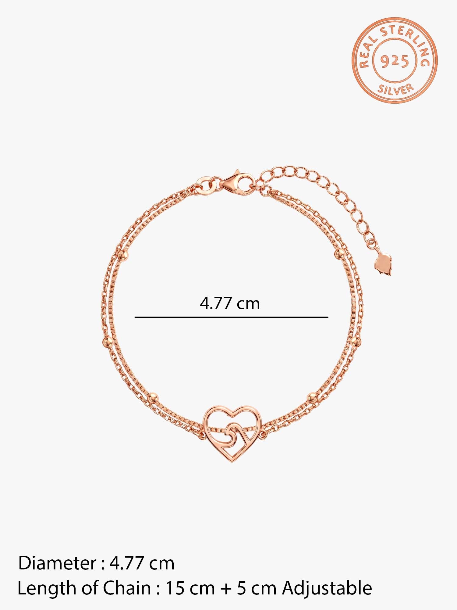 Rose Gold Beaded Heart Layered Bracelet