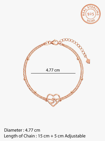 Rose Gold Beaded Heart Layered Bracelet