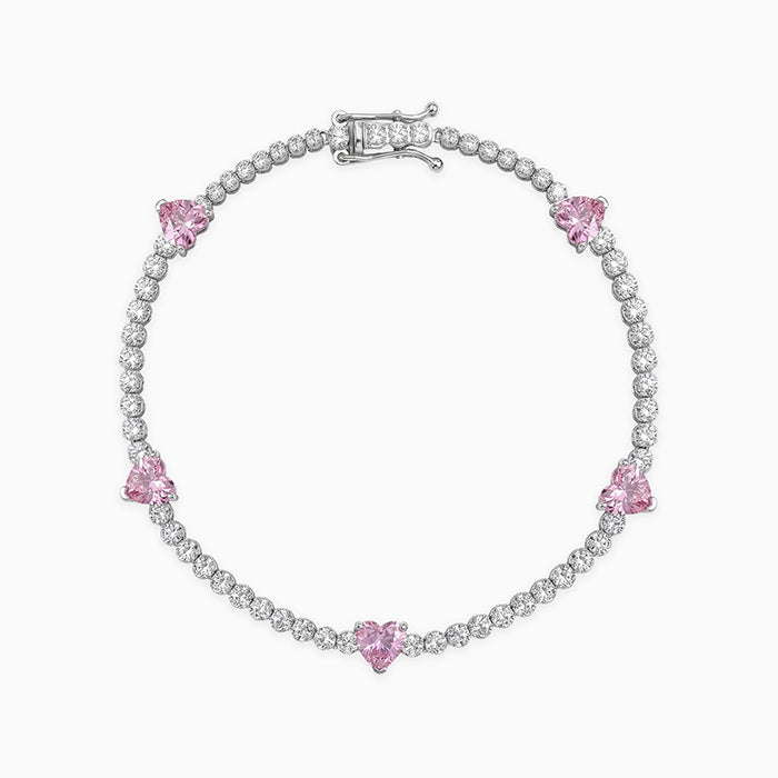 Silver Pink Halo Bracelet