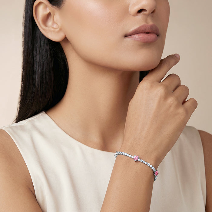 Silver Pink Halo Bracelet