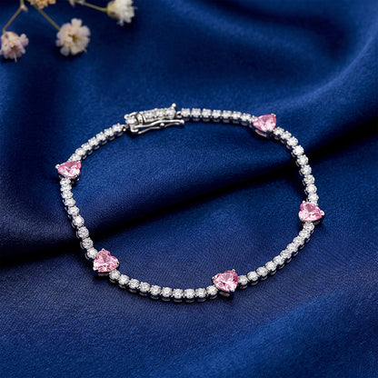 Silver Pink Halo Bracelet
