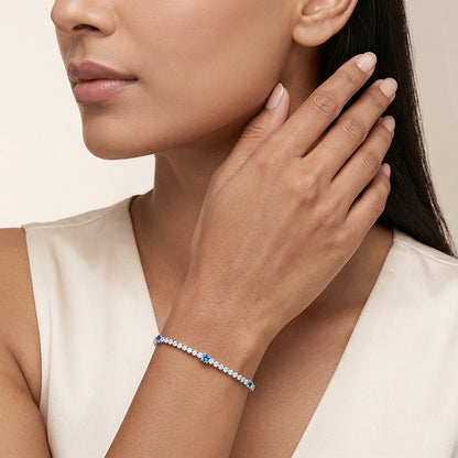 Silver Subtle Shine Tennis Bracelet (Size 18 cm)