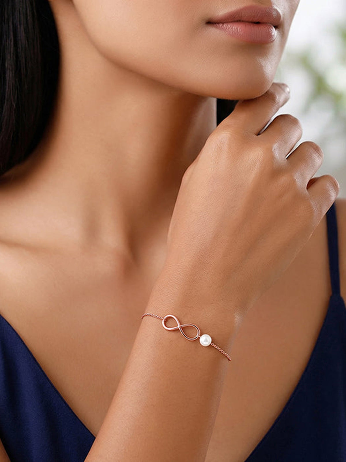 Rose Gold Pearl to Eternity Bracelet