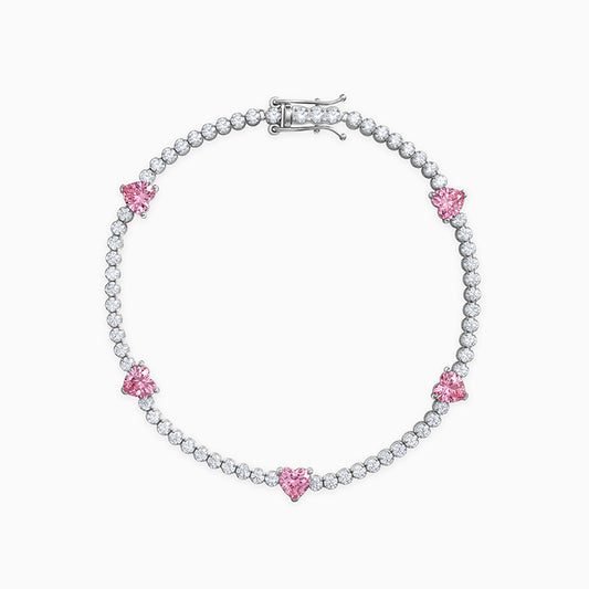 Silver Pink Halo Bracelet