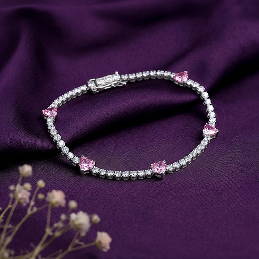 Silver Pink Halo Bracelet