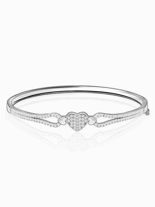 Silver Zircon Studded Heart Bracelet