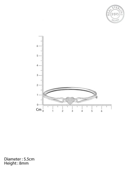 Silver Zircon Studded Heart Bracelet