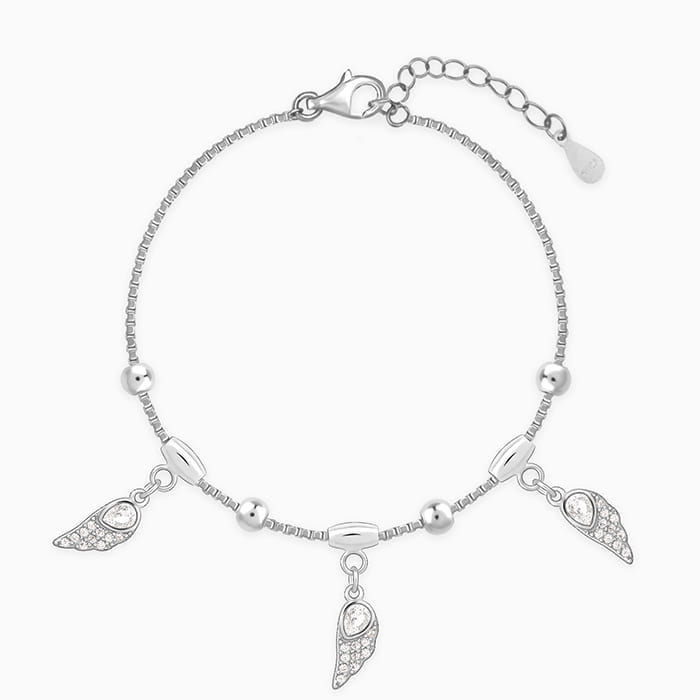 Silver Zircon Winged Charm Bracelet - Image 1