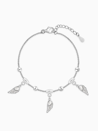 Silver Zircon Winged Charm Bracelet