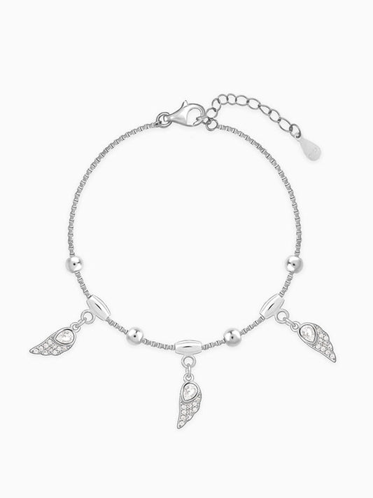 Silver Zircon Winged Charm Bracelet