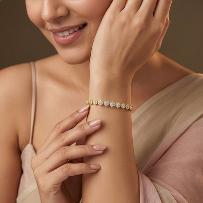 Golden Flower Cluster Bangle (Size 2.4)