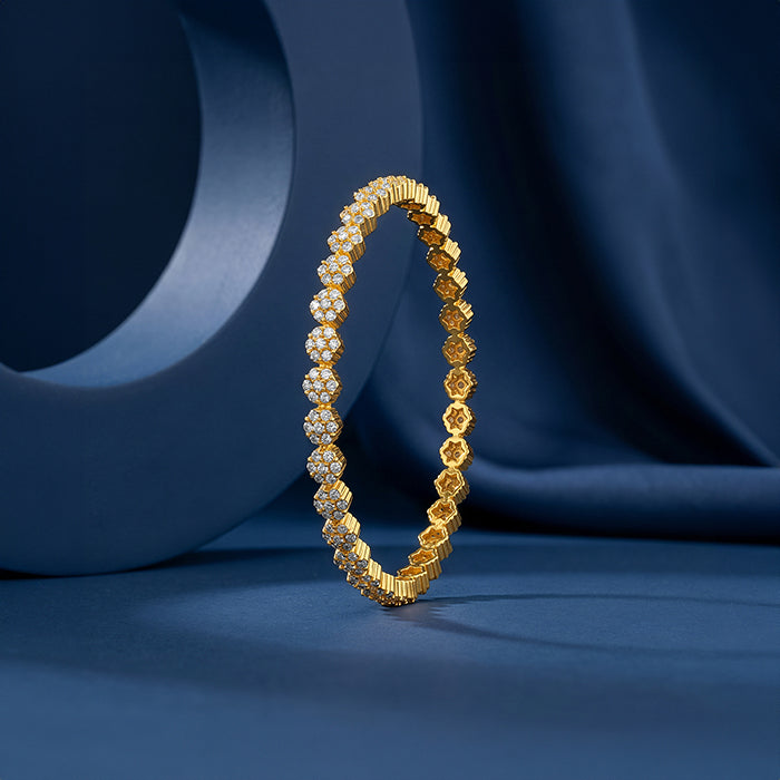 Golden Flower Cluster Bangle (Size 2.4)