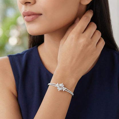 Silver Kensington Flora Cuff Bracelet