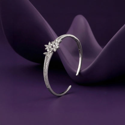 Silver Kensington Flora Cuff Bracelet