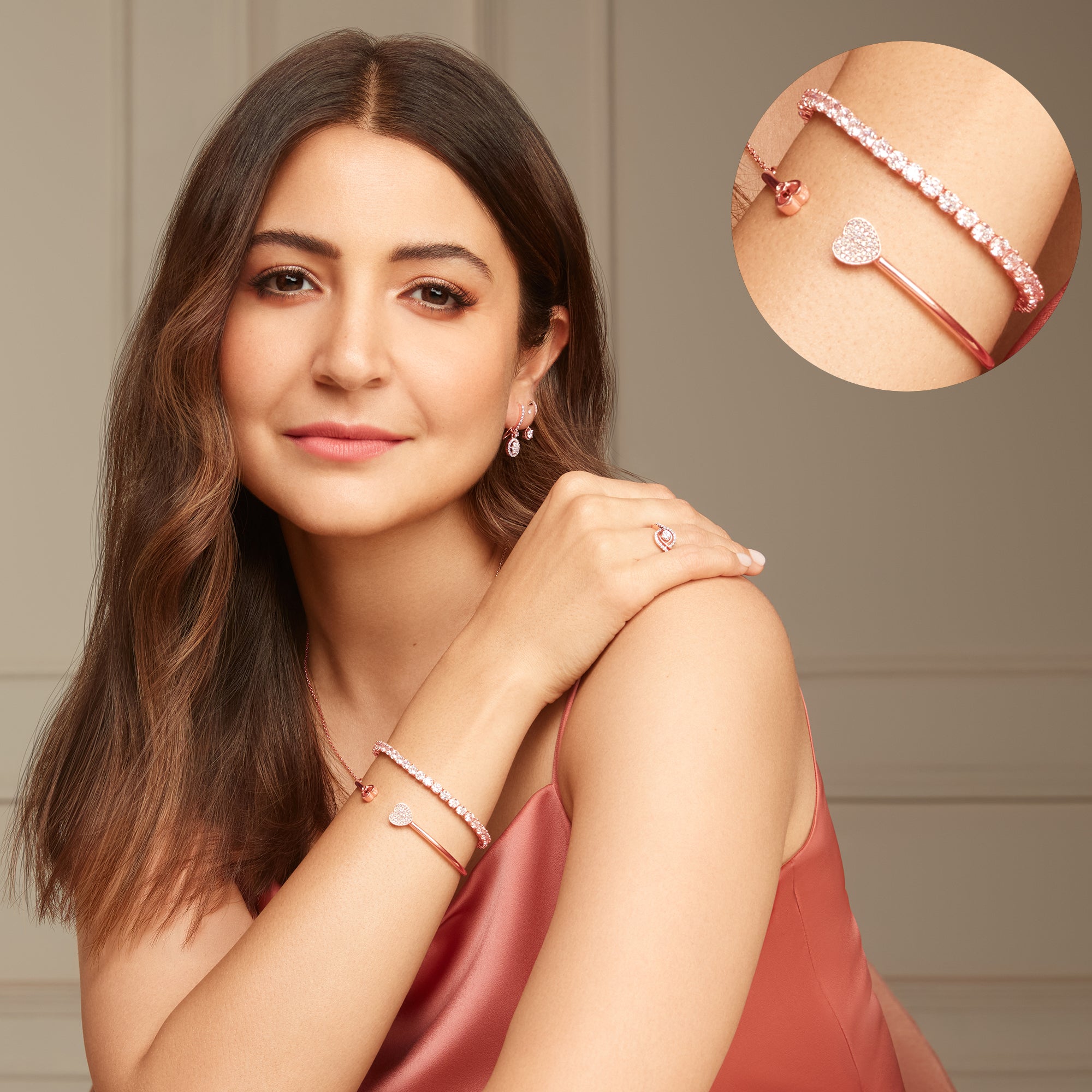 Rose Gold Dual Heart Bracelet - view 3