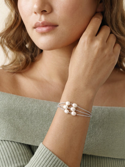 Silver Monroe Pearl Bracelet