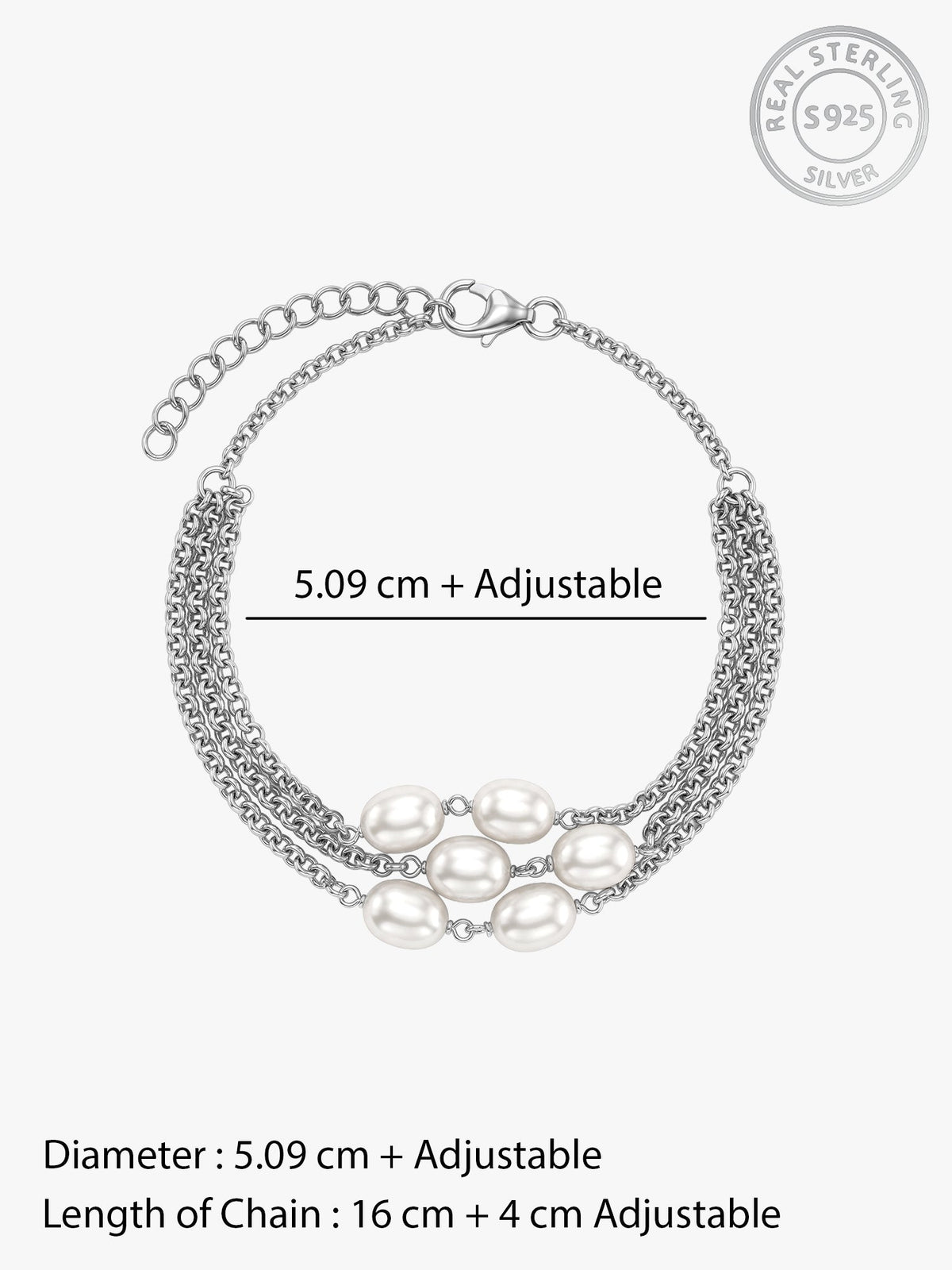 Silver Monroe Pearl Bracelet