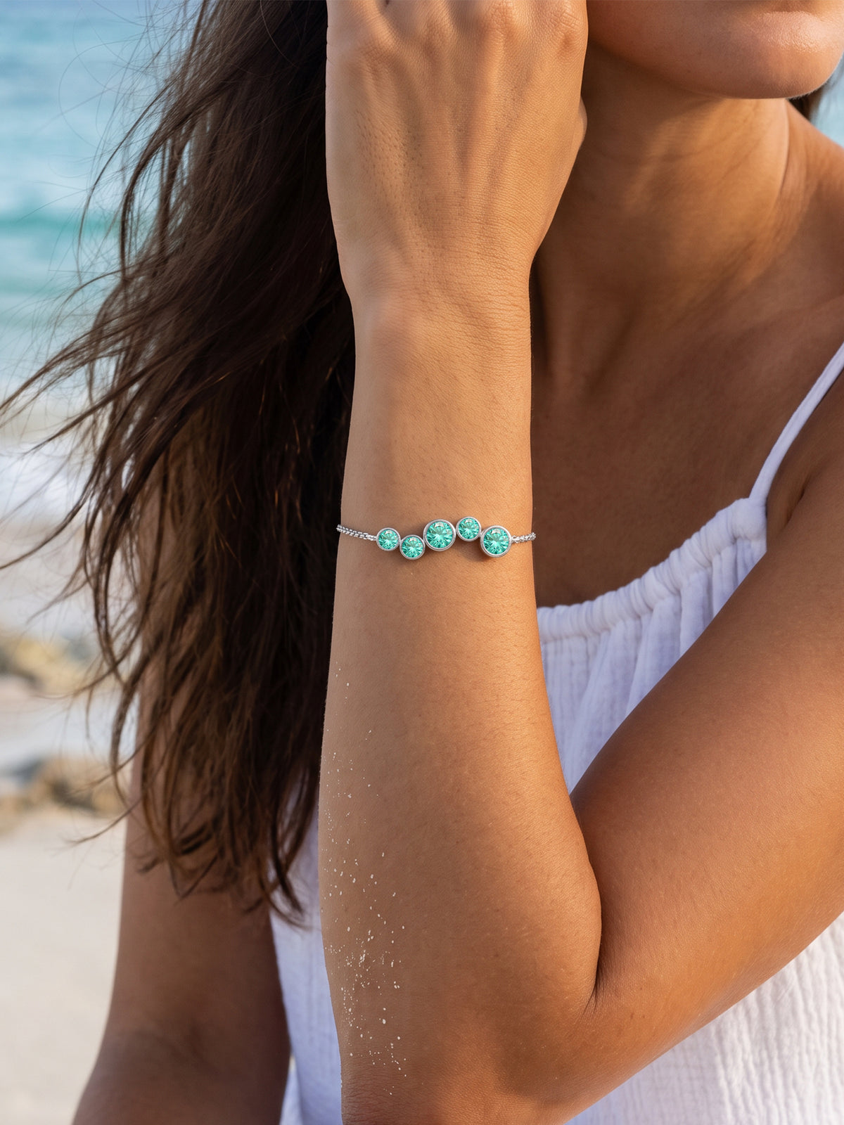 Silver Green Goddess Bracelet