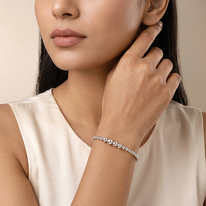 Silver Sphere Cuff Bracelet